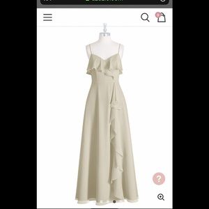 Taupe floor length bridesmaid dress